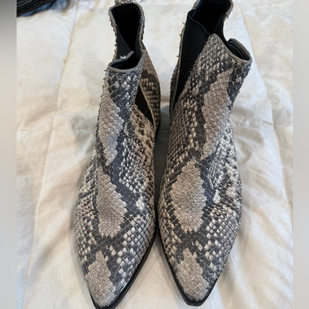 Snakeskin Ankle Boots - Black and Gray Marc Fisher